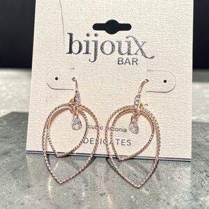 Bijoux Bar Rose Gold Teardrop Hoop Earrings with Zirconia